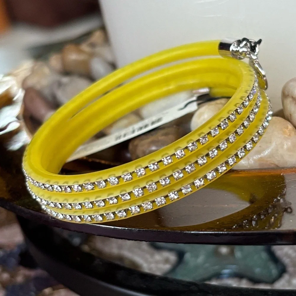 Brand New Marc by Marc Jacobs Slinky Safety Yellow Zirconia Bling Wrap Bracelet